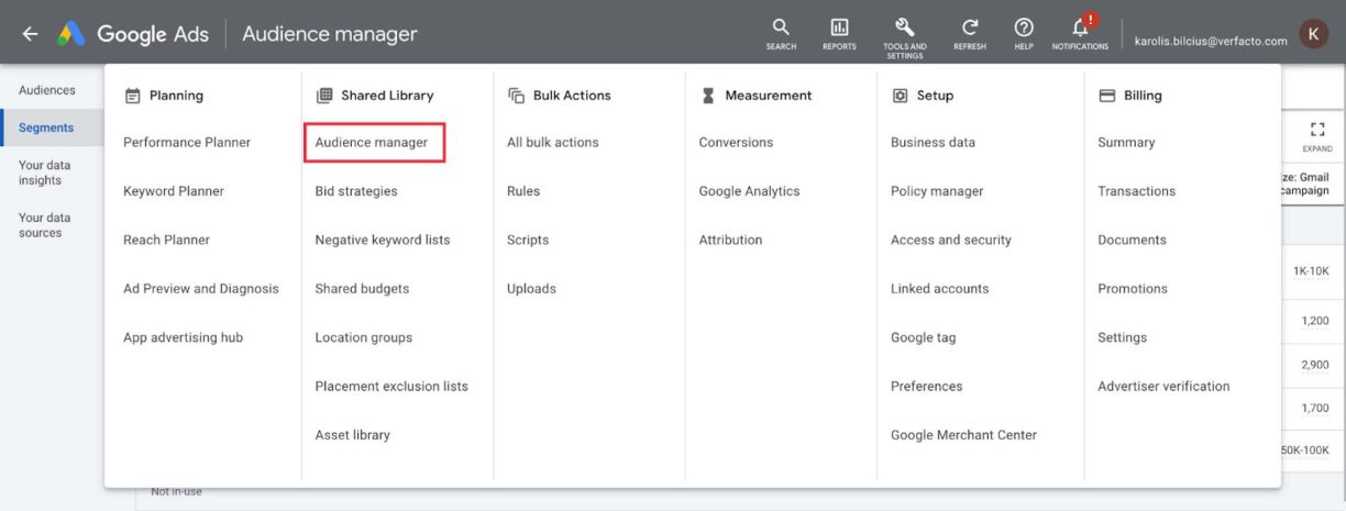 Google ads audience manager