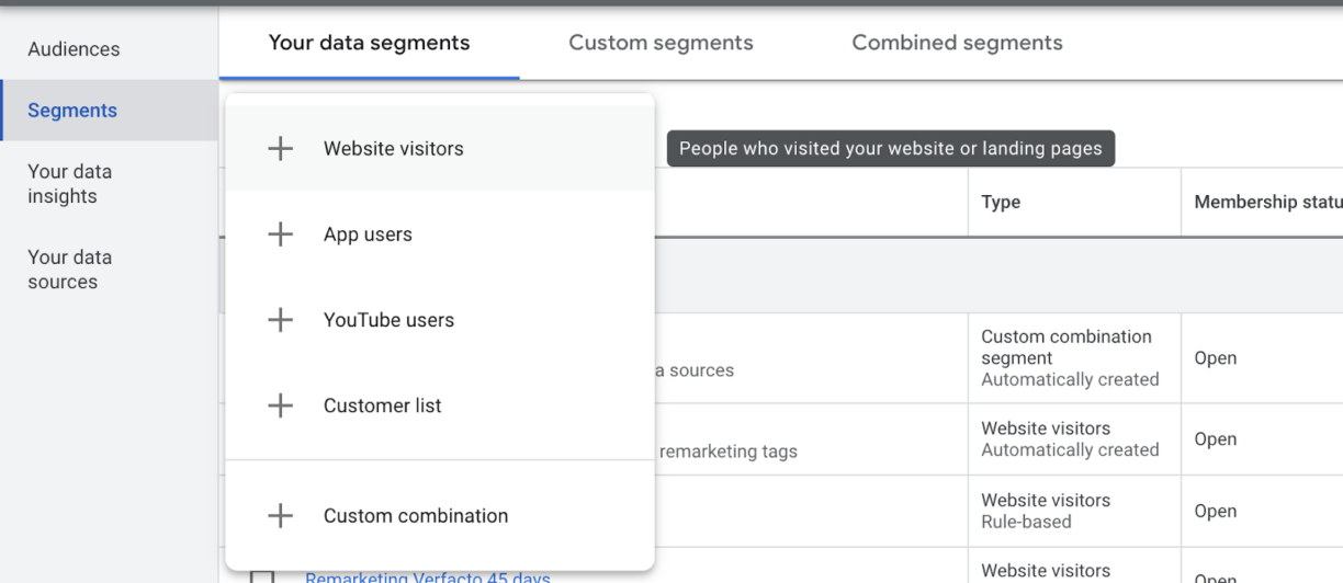 Google ads custom segments